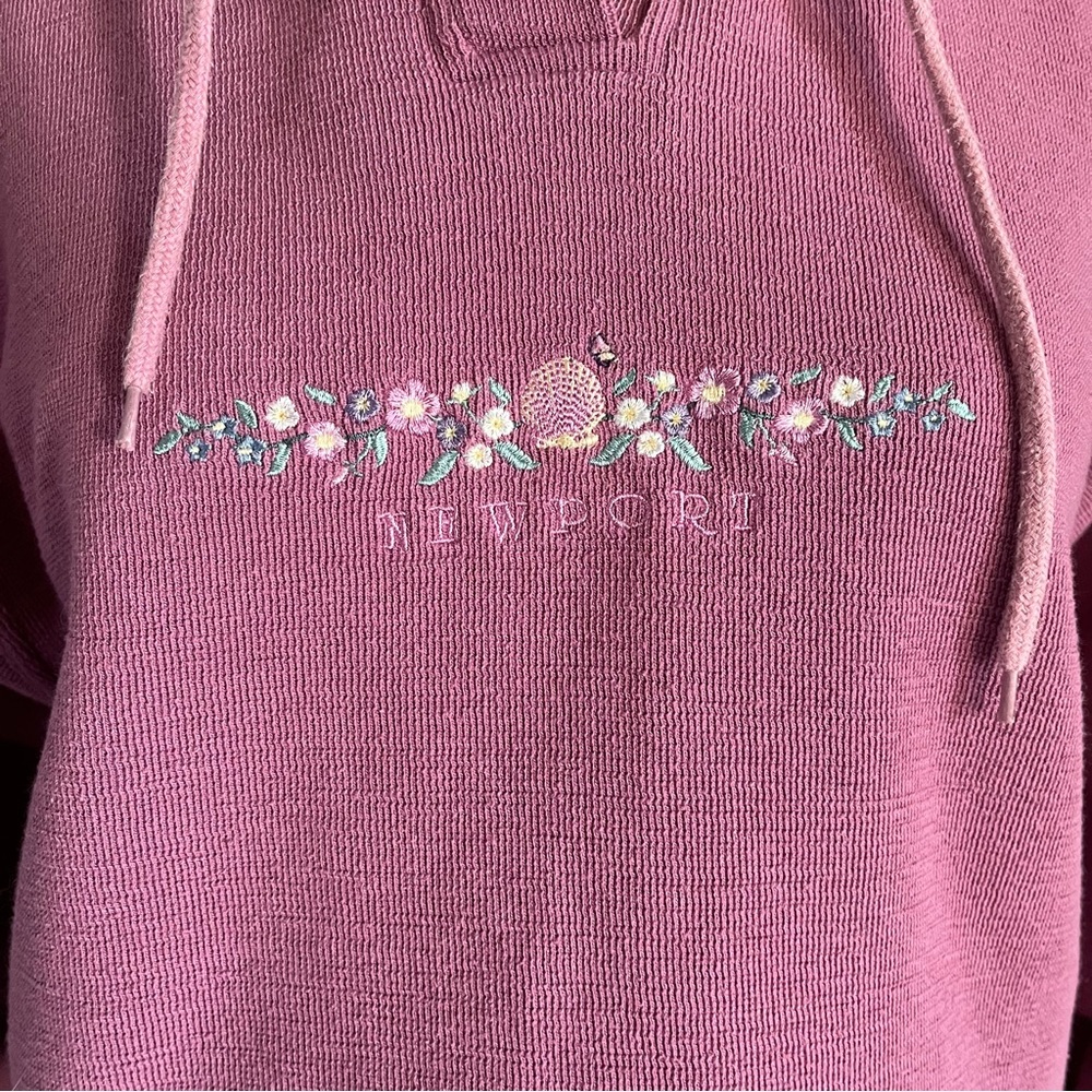 Vintage NEWPORT 1/4 button mock neck sweatshirt embroidered Cuffy’s Resortwear L - Picture 9 of 12
